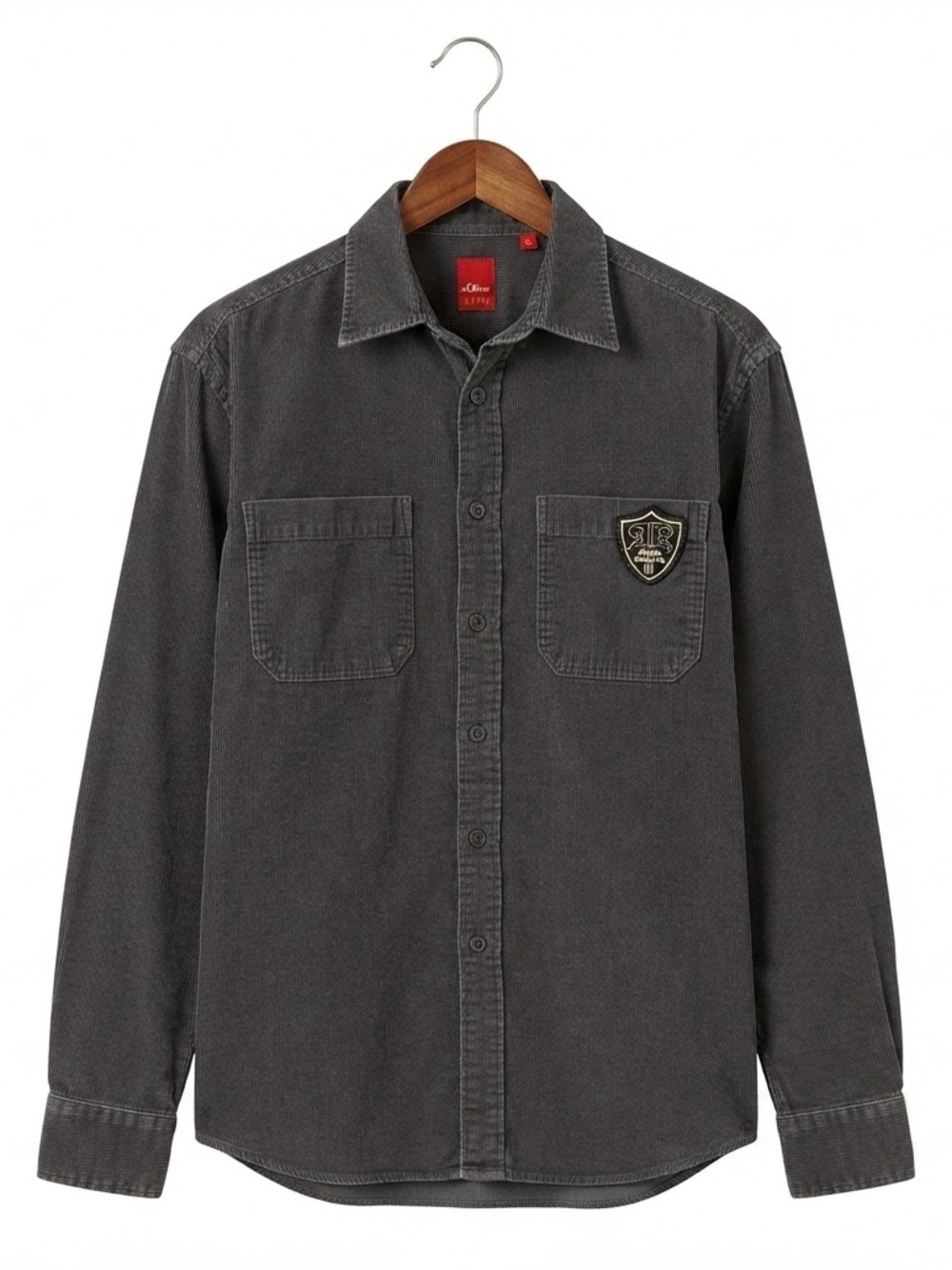Vintage Oliver Shirt SMALL Cotton Corduroy Grey Button Up